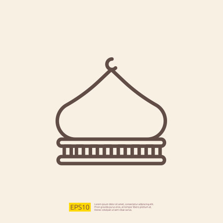 mosque line icon for Muslim and Ramadan theme concept. Vector illustrationのイラスト素材