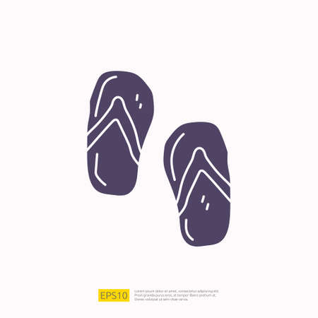 travel holiday tour and vacancy concept vector illustration. flip flop sandal doodle silhouette glyph icon sign symbolのイラスト素材