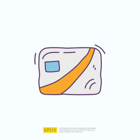 travel holiday tour and vacancy concept vector illustration. payment card doodle fill color icon sign symbolのイラスト素材