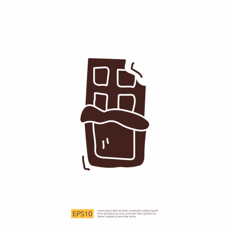 chocolate bar for cafe concept vector illustration. hand drawing doodle silhouette glyph solid icon sign symbolのイラスト素材