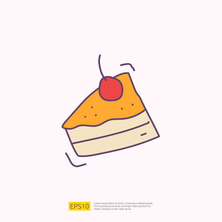 cake for cafe concept vector illustration. hand drawing doodle fill color icon sign symbol