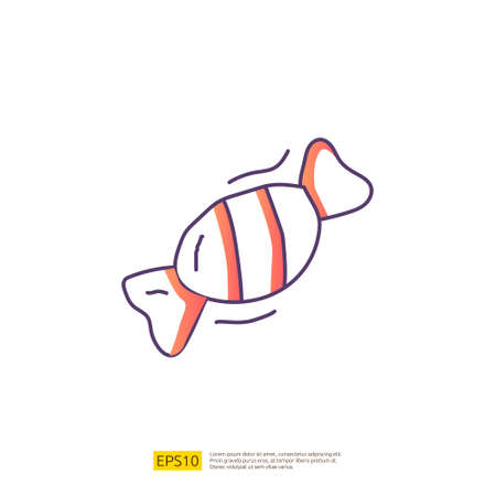 sweet candy for cafe concept vector illustration. hand drawing doodle gradient fill line icon sign symbolのイラスト素材