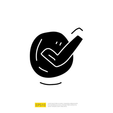 right check tick. checklist mark choice doodle icon sign symbol vector illustrationのイラスト素材
