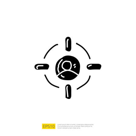 target audience for SEO or marketing concept with doodle hand drawn styleのイラスト素材