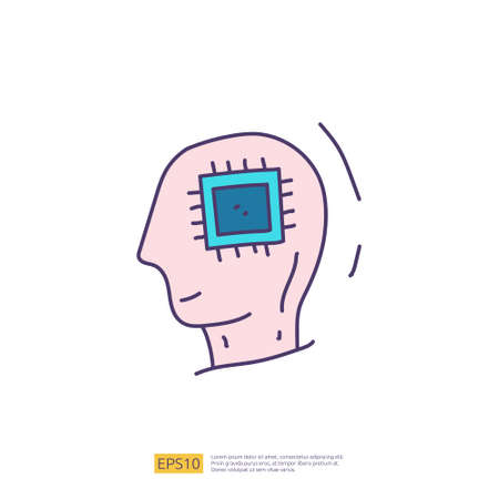 Artificial intelligence AI concept with circuit board data and artificial brains chip for...