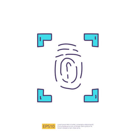 Artificial intelligence AI concept with finger print recognition for engineering, development, brainstorming sign. Hand drawn doodle icons vector illustrationのイラスト素材