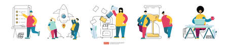 Business concept illustrations for marketing, Startup, discussion, investment, planning, freelance....