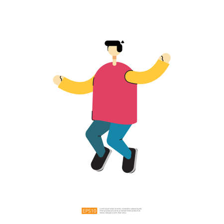 man character jumping expression. enthusiasm concept for celebration freedom. business vector illustrationのイラスト素材