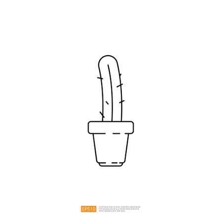 cactus tree on pot vector illustration with outline line styleのイラスト素材