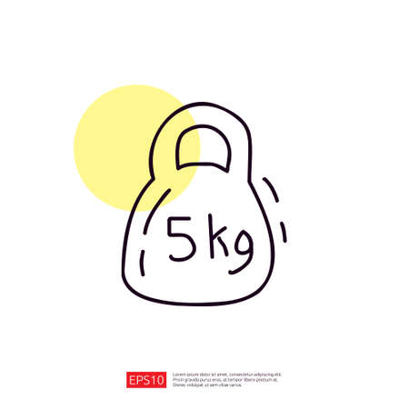 kettlebell fitness doodle Line iconのイラスト素材