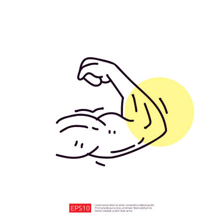 muscle arm doodle line iconのイラスト素材