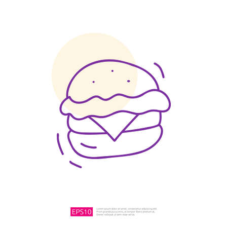 cheese burger bun doodle iconのイラスト素材