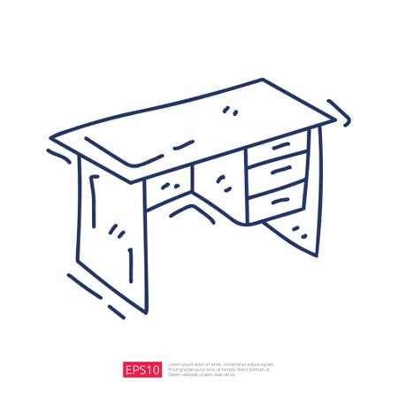 Working Table Doodle Line Iconのイラスト素材