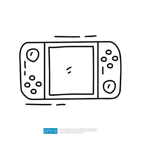 game pad controller doodle iconのイラスト素材