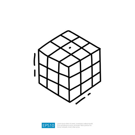 cube puzzle game doodle icon vector illustrationのイラスト素材