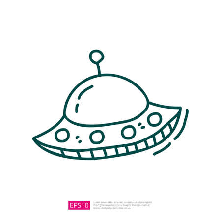 UFO Space Ship doodle Iconのイラスト素材