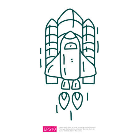 Space Shuttle and Rocket Doodleのイラスト素材