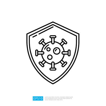 Virus Protection vector line iconのイラスト素材