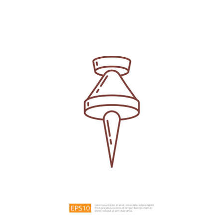 Paper Pushpin Stationery Line Iconのイラスト素材