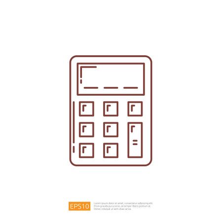 Digital Calculator Vector Line Iconのイラスト素材