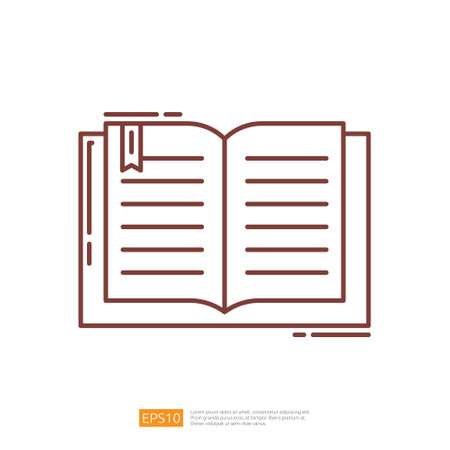 Open Reading Text Book Line Iconのイラスト素材