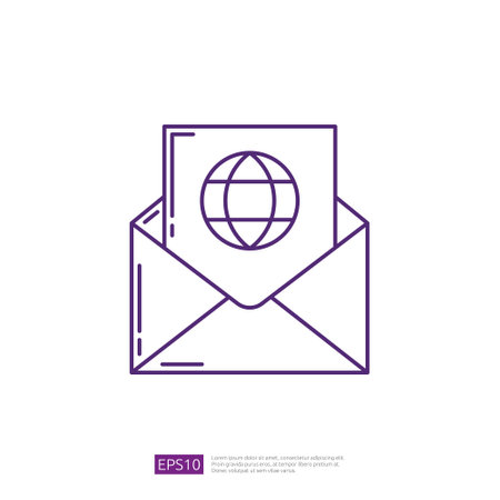 Internet and E-mail marketing Line Iconのイラスト素材