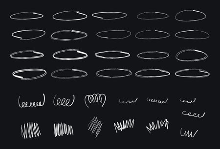circle line art for highlighting text. Hand drawn rounds Bubbles Set. doodle sketch symbols on a white background. vector illustration graphic design elementsのイラスト素材