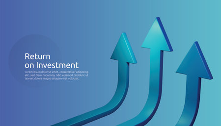business arrow target direction concept to success. Finance growth vision stretching rising up. banner flat style vector illustration. Return on investment ROI. chart increase profitの写真素材