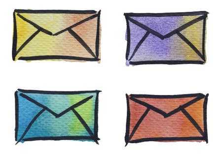 4 envelope icons by watercolors