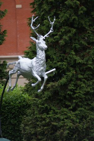 A statue of a reindeerの写真素材
