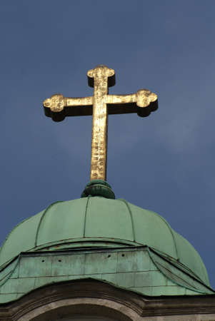 Historical Budapest - Yellow Church and Monuments  once flooded の写真素材