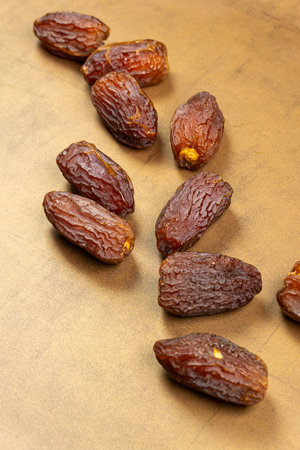 Raw Organic Medjool Dates (Kurma in Indonesia). It's also Ramadan "Iftar". Ramadan Kareem. Top View. Place for text.の写真素材