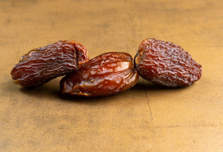 Raw Organic Medjool Dates (Kurma in Indonesia). It's also Ramadan "Iftar". Ramadan Kareem. Top View. Place for text.の写真素材