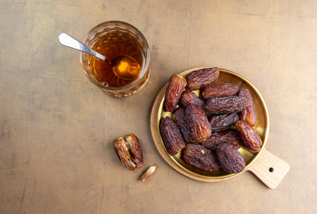 Raw Organic Medjool Dates (Kurma in Indonesia). It's also Ramadan "Iftar". Ramadan Kareem. Close up.の写真素材
