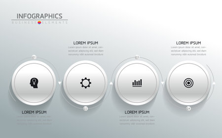 Circular Connection Steps business Infographic Template with 4 Elementのイラスト素材