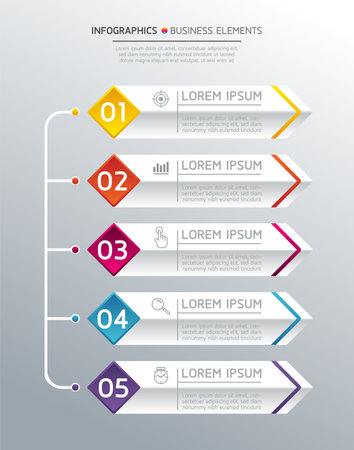 Connecting Steps business Infographic Template with 5 Elementsのイラスト素材