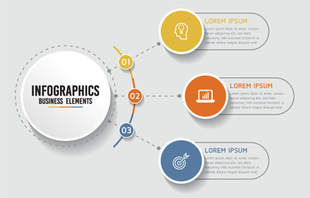 Vector infographic business presentation template with circular interconnection with 3 options.のイラスト素材