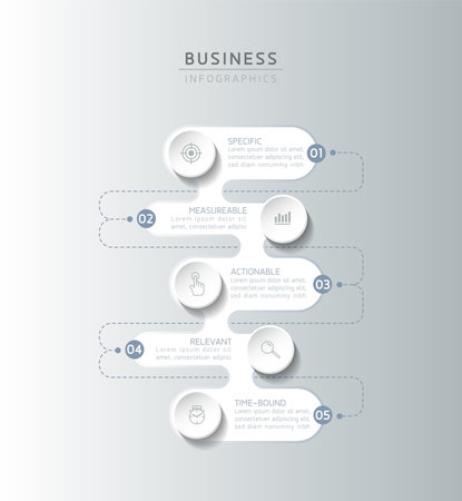 Vector infographic business presentation template connected with 5 optionsのイラスト素材