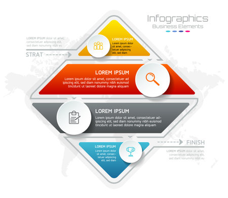 Vector infographic business presentation template connected with 4 optionsのイラスト素材