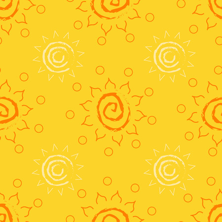 Yellow seamless sun pattern. Bright and colorful background. Background in ethnic style. African motifs. のイラスト素材