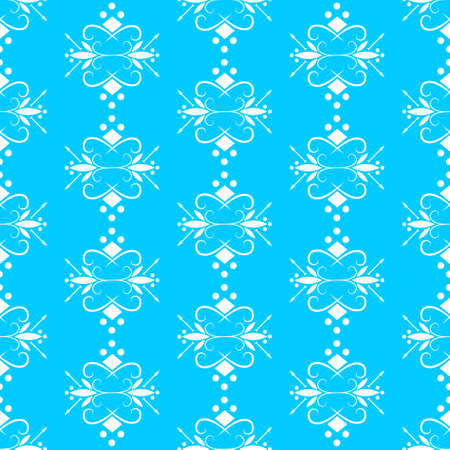 Abstract seamless pattern. Tribal figure. White patterns on a blue background. Vector illustration.