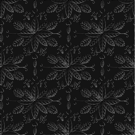 Seamless pattern on a black background. Luxury ornamental template for your design of jewelry store, Spa center on a business card. Silver patterns. Vector illustration.のイラスト素材