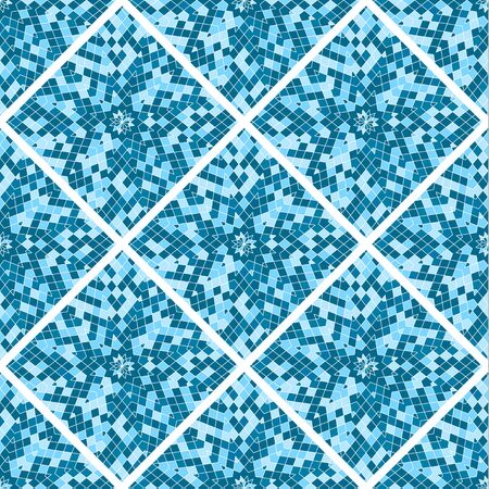 Abstract seamless pattern. Blue mosaic tiles. The geometric shape. A symmetrical rhombus. Vector illustration.のイラスト素材