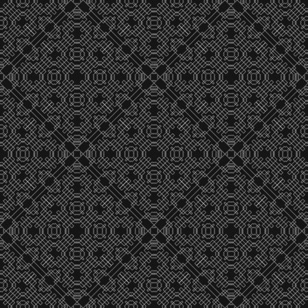 Abstract seamless background. Black background with white geometric shapes. Linear style. Technological background.  Simple design. Vector illustration.のイラスト素材