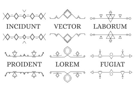 Set of six geometric framework. Linear style. Luxury black border. The decorative elements. Vector illustration.のイラスト素材