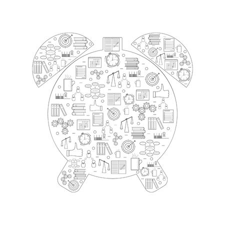Linear "Time Management" icon. Alarm clock shape. How to achieve success in business. Design icons for your business. Vector illustration.のイラスト素材