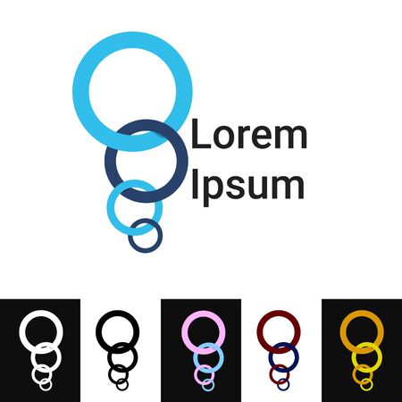 Set of colored icons. Concept of unity of command and communication. Composite chain of circles. Logo design for your company. Vector illustration.のイラスト素材