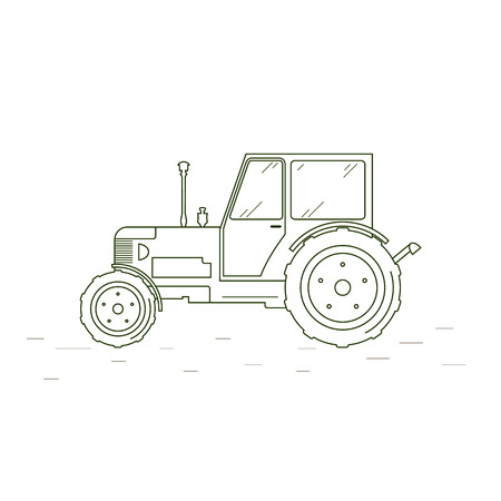 Tractor web icon. Linear style. The outlines of the agricultural tractor. An agricultural industry. Vector illustration.のイラスト素材
