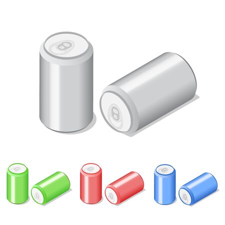 Bank of carbonated water. Isometric soda. A tasty drink. Can of lemonade. Vector illustration.のイラスト素材