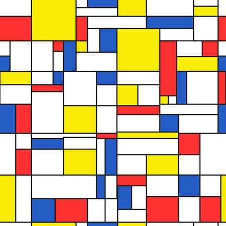 Abstract seamless geometric pattern. Simple mosaic background. Emulation Of Pete Mondrian. vector illustration.のイラスト素材